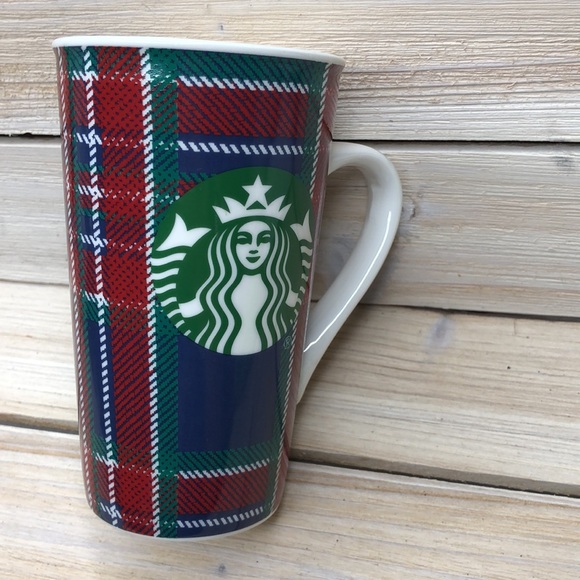 Starbucks 2017 Collection Blue Red White Green Plaid Mug Coffee Cup 16 oz - Picture 6 of 8